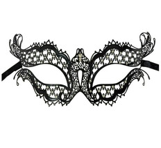 Vampire Diaries Black Crystal Gem Venetian Mask Masquerade Metal Filigree - £14.76 GBP