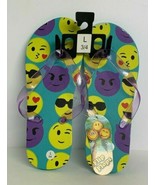 Royal Deluxe Accessories Mint Green Emoji Designed Kids Flip Flops Sz: L... - $10.08