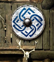 Shield Viking Medieval Wooden Round Larp Battle worn Steel Armor Templar... - £71.00 GBP
