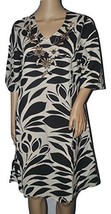 La Cera Women&#39;s Exotic Leaves Tunic Dress Black Tan Combo Small - $33.99