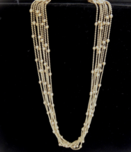 Coldwater Creek 8 Strand Gold Tone Metal Beads Necklace 19&quot; - £10.10 GBP