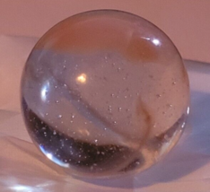 Vintage Shooting Marble Clear Bubbles Brownish Ribbon Light Swirl Cat Eye? - $10.99
