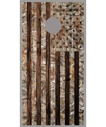 Camouflage American Flag Corn Hole Dark Wood Design Board Wrap - £15.72 GBP+