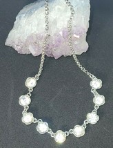 Crown TRIFARI Vintage Crystal Rhinestone Silver Tone Flower Necklace 16&quot; to 18&quot; - £30.85 GBP