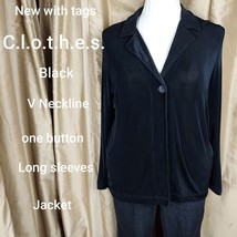 NEW C.L.O.T.H.E.S black V Neckline One Button Jacket Size XL - $22.00