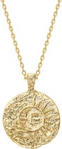 14K Gold Plated Engraved Coin Pendant Byzantine Coin Necklace Bohemian N... - £25.81 GBP