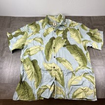 Jamaica Jaxx Shirt Mens Medium Green Short Sleeve Button Up Hawaiian Lea... - $12.08
