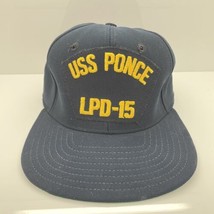 Vtg USS Ponce LPD-15 Hat Navy Military Embroidered Snapback Cap New Era ... - $16.82