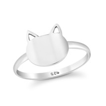 Simply Vintage Cat Head Feline Animals Minimalist Sterling Silver Band Ring-9 - £8.15 GBP