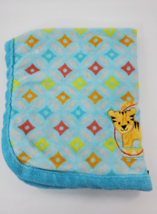 Blankets &amp; Beyond Boy Baby Blanket Teal Tiger Squares Red Yellow Red Orange B350 - £46.68 GBP