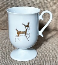 Golden Deer Fawn Pedestal Irish Cream Coffee Mug Cup Woodland Cottagecore - $13.86