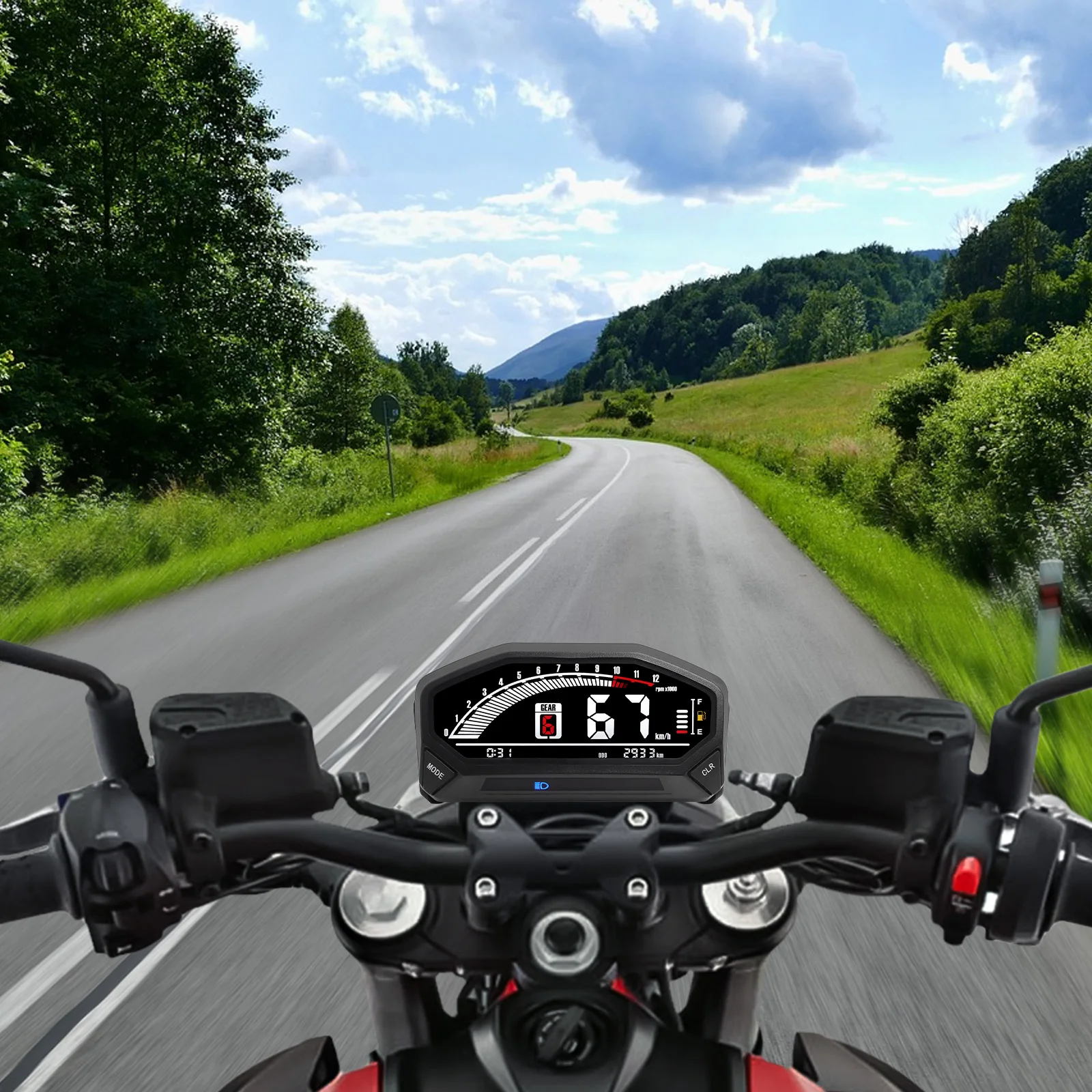 Fit 1,2,4 Cylinders Universal Motorcycle Speedometer LED LCD Digital Odometer Ta - £203.62 GBP