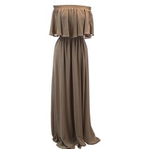 Show Me Your Mumu Womens L Hacienda Maxi Dress Off Shoulder Cocoa Brown  - £39.16 GBP