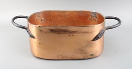 Rare Antique Handmade Copper Large French Roasting Pan Pot AW Stamp 13&quot; Dovetail - £1,022.66 GBP