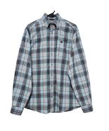 Cinch Plaid Blue Peach Button Down Shirt M Western Cowboy Workwear Rodeo... - $22.99
