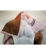 MA) Vintage Italian Head Scarf Polyester Pink Floral 29&quot; x 28&quot; Bandana - $18.11 CAD