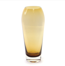 Vintage Hand Blown Amber Transparent Art Glass Bud Vase Decorative 10&quot; height - £23.71 GBP