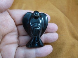 (Y-ANG-100) Black Onyx Guardian Angel Gemstone gem figurine I love my an... - $33.65