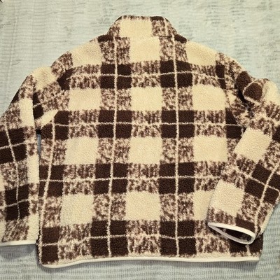 Offline by Aerie 1/2 Zip Sherpa Fluffy Fleece Pullover Women's Sz M Brown/Cream Item image 6