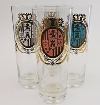 4 Beer Mid Century Modern Pilsner Glasses Coat of Arms Lion Castle  - £29.61 GBP