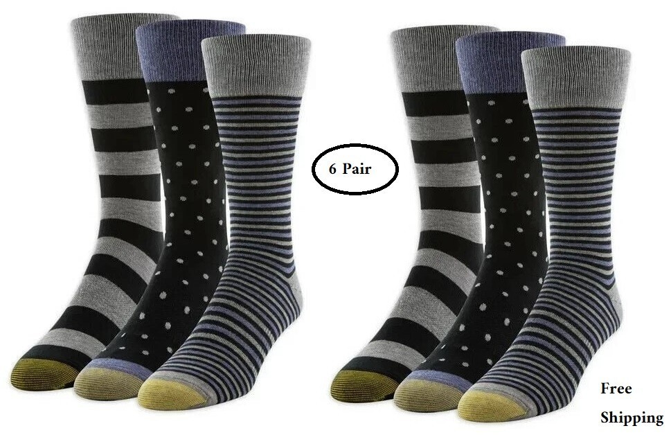 6-Pack GOLDTOE Men’s Dress Socks Size 6-12.5 – Assorted Formal Crew Comf... - $11.87