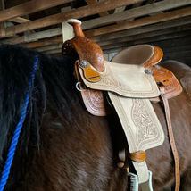 ANTIQUESADDLE Western Natural Leather Hand Carve Roper Ranch Saddle (13&quot;... - £438.96 GBP