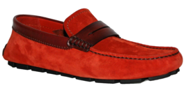 Ermenegildo Zegna Men&#39;s Italy Red Suede Driving  Shoes Moccasins Size US 8 EU 7 - £178.43 GBP