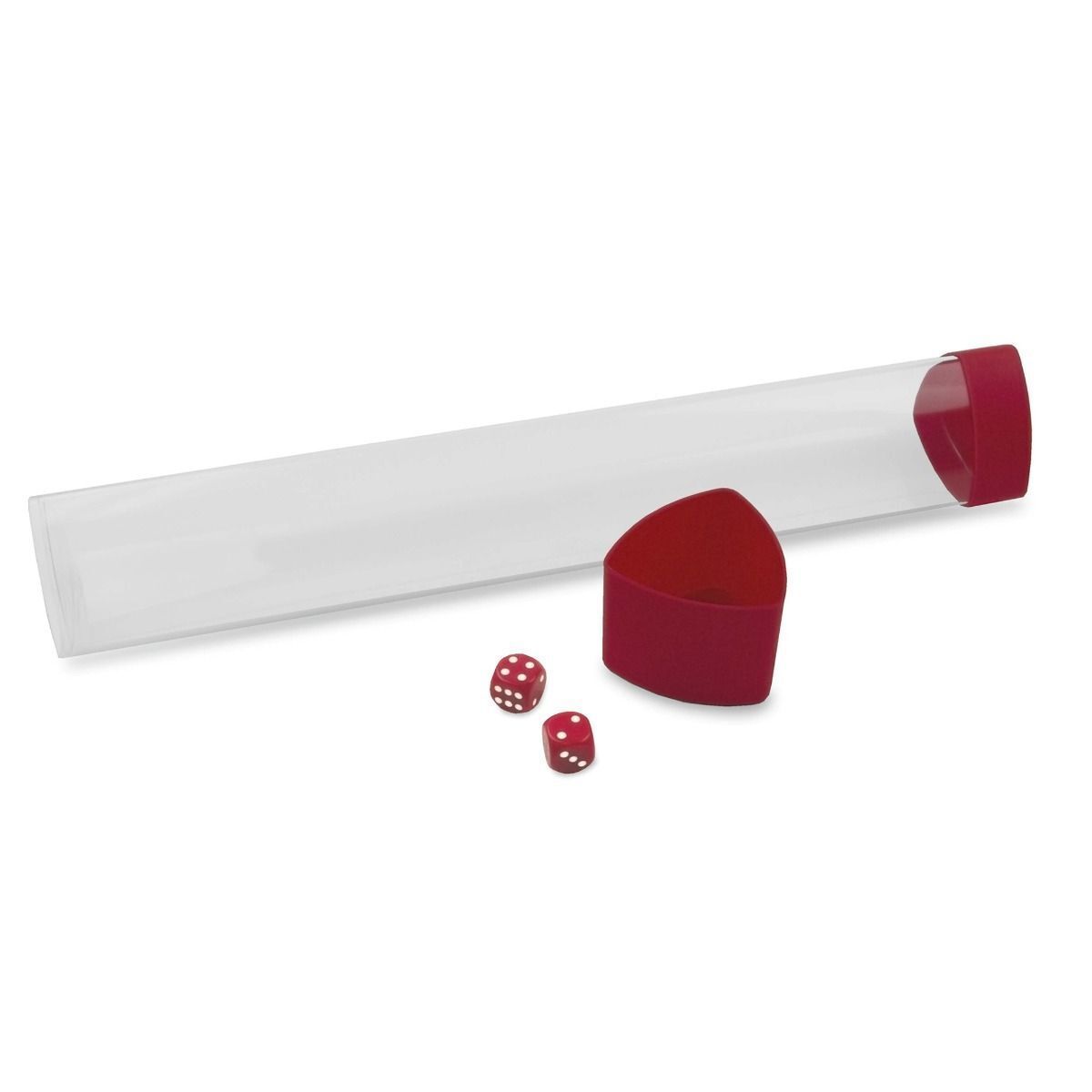 2 BCW Clear Tri-oval Playmat Tubes With 2 Red Dice and Caps - $14.69