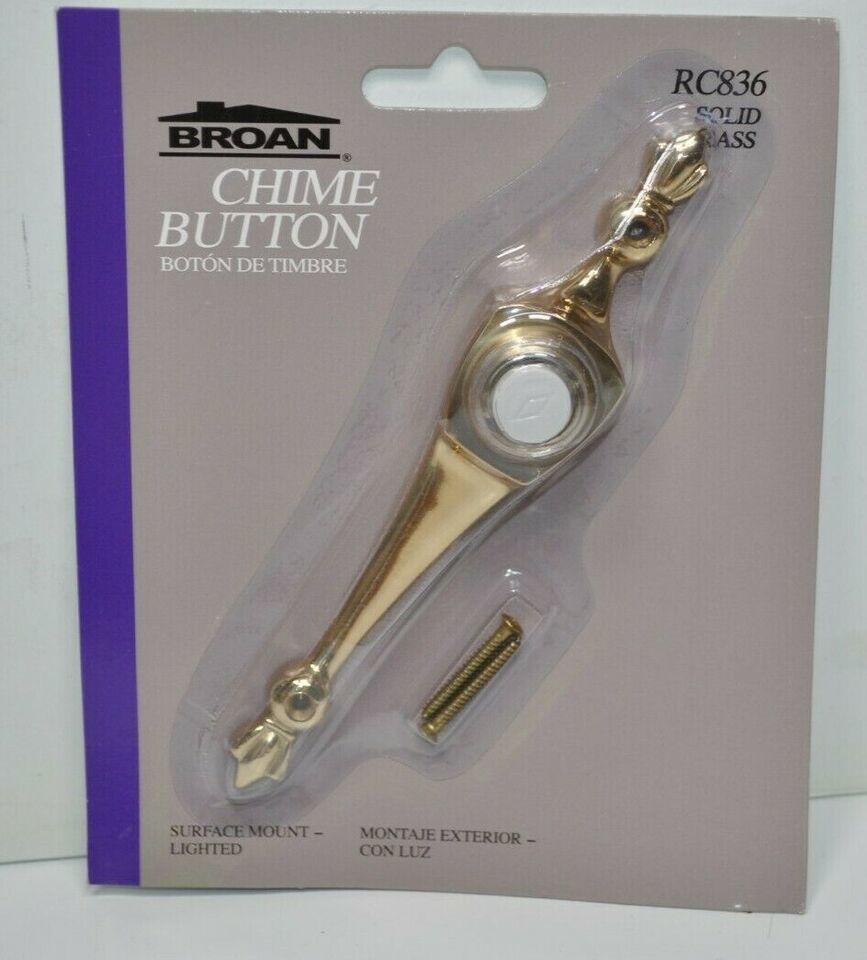 NEW BROAN NuTone RC836 Solid Brass Lighted Door Chime Button Surface