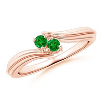 ANGARA Lab-Grown Ct 0.16 Round Two Stone Emerald Bypass Ring in 14K Solid Gold - £538.05 GBP