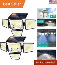 IP65 Waterproof 3000LM Solar Motion Sensor Lights - 4 Adjustable Head Fl... - $840.68 MXN