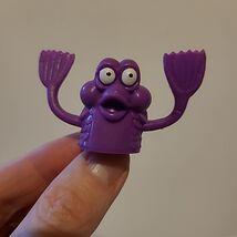 VTG Retro Russ Crazy Creature Purple Fish Rubber Finger Puppet Sea Monst... - $14.55