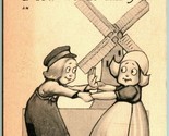 Dutch Children Comic Windmills Write Some Letters Gibson Art Company Pos... - $5.31