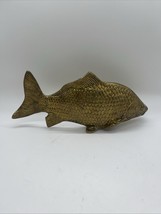 Vintage Brass Fish Figurine Table Top Decor Paperweight 9” Long - $45.46