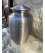 Footprints Pewter Color Brass Cremation Urn Adult - $89.00