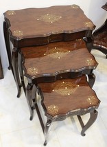 4 Piece Nest Wooden Modern and Classic Handmade Tables with Stylish Brass Design - $799.00