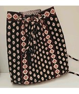 Vera Bradley Black Paisley Drawstring Backpack Tote Bag Purse Black Red  - €13,56 EUR