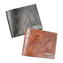 Faux Leather Bi-Fold Men&#39;s Wallet Credit Card Slots, ID Window, Bill Compartment - £7.99 GBP