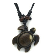 Adjustable Necklace With Brown Abstract Sea Turtle Tribal Pendant - €8,67 EUR