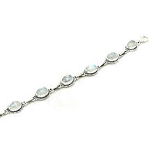 Sterling Silver Natural Moonstone Gemstone Handmade Bracelet Mother&#39;s Day Gift - £71.33 GBP