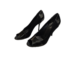 GUCCI Black Open Toe Patent Leather and Suede Stilettos - Size 10B - $99.99