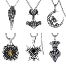 Mens Gothic Cross / Skull / Dragon Tooth / North Star Compass Pendant Necklace - £7.20 GBP