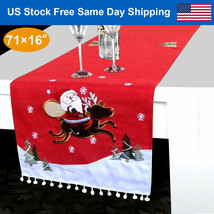 Christmas Table Runner Tablecloth Christmas Home Dinning Table Flag Xmas... - $22.79