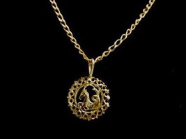 Womens Vintage Estate 14k Gold Italian Necklace w/ Capricorn Pendant 6.3g E1204 - £390.15 GBP