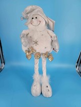 Christmas Decor Snowman Figurine 17&quot; Long Legged 1990s Free Standing - $13.40