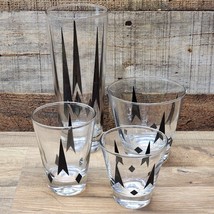 Anchor Hocking Golden Peaks BLACK Atomic Arrow Drink Glass Barware 1950s... - £24.95 GBP