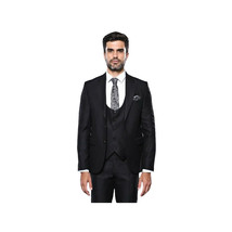 Men 3pc European Vested Suit WESSI by J.VALINTIN Extra Slim Fit JV9 Black corded image 5