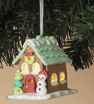 Claydough Gingerbread Led House w/SNOWMAN Clay Dough Christmas Ornament Style 3 - £9.47 GBP