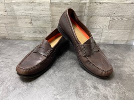 Cole Haan Penny Loafers Men 9.5M Pinch Grand O.S Shoes Brown Pebbled Lea... - $655.16 MXN