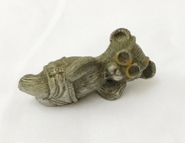 Pewter Bear Figurine Sunbathing Sunglasses Miniature Vintage Lying Down - $17.79